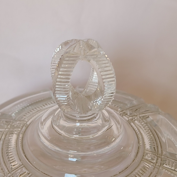 Antique Duncan & Sons Glass Cryptic Zipper Nova Scotia Ribbon Stars Candy Dish - Picture 2 of 9